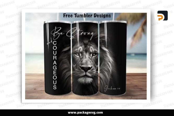 Lion Bible Verse Sublimation Design, 20oz Skinny Tumbler Wrap (1)