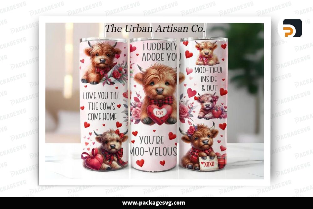 Love Baby Highland Cow Sublimation Design, 20oz Skinny Tumbler Wrap (1)