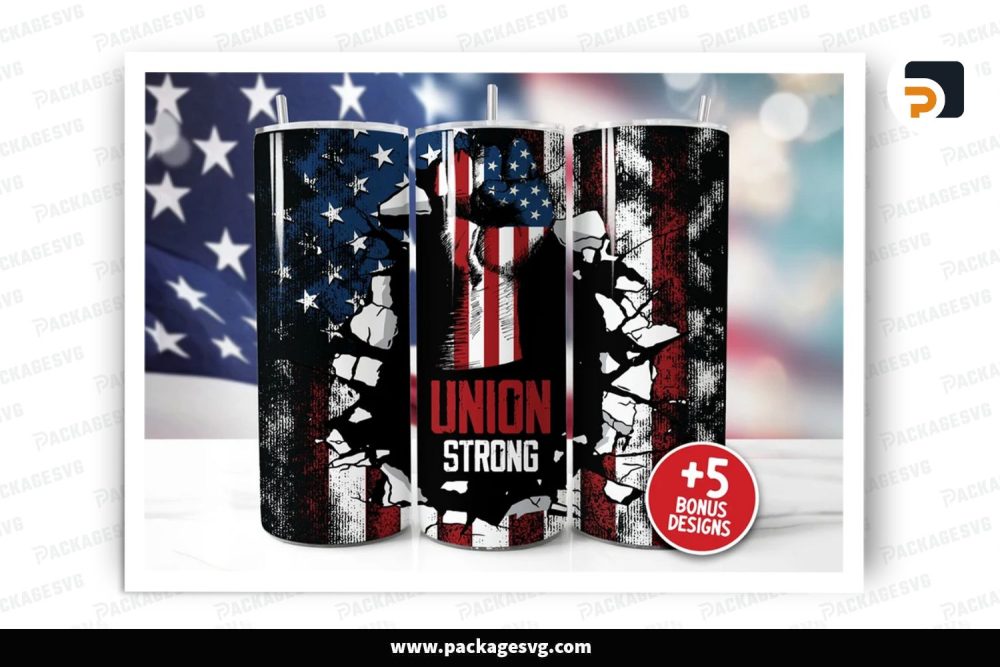 Union Strong Sublimation Design, 20oz Labor Day Skinny Tumbler Wrap (1)