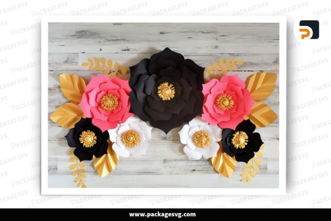 Party Decor Flower Wall DIY Paper Flowers , Paper Rose SVG