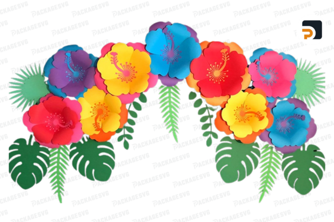 SVG Paper Flower Hibiscus Template, TROPICAL SET Hawaiian Flower