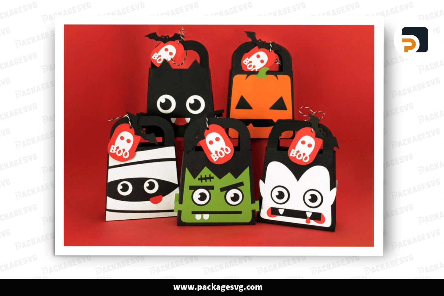 Halloween Treat Bag SVG Templates, DIY Kids Project Digital Cut Files Cricut