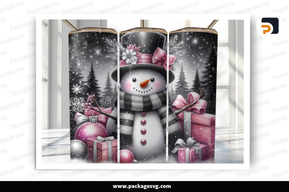 Christmas Snowman Tumbler Wrap, 20oz Skinny Sublimation Tumbler Design