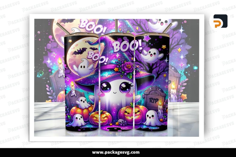 Halloween Ghost Tumbler Wrap, 20oz Skinny Sublimation Tumbler Design