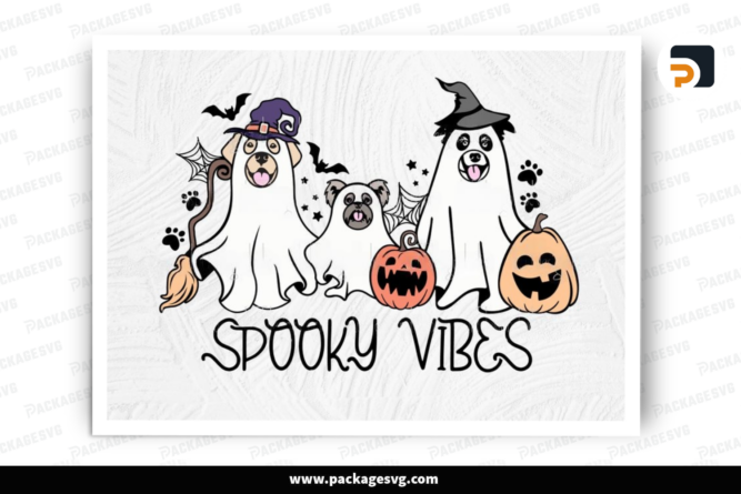 Dog Ghost Halloween SVG, Spooky Vibes SVG