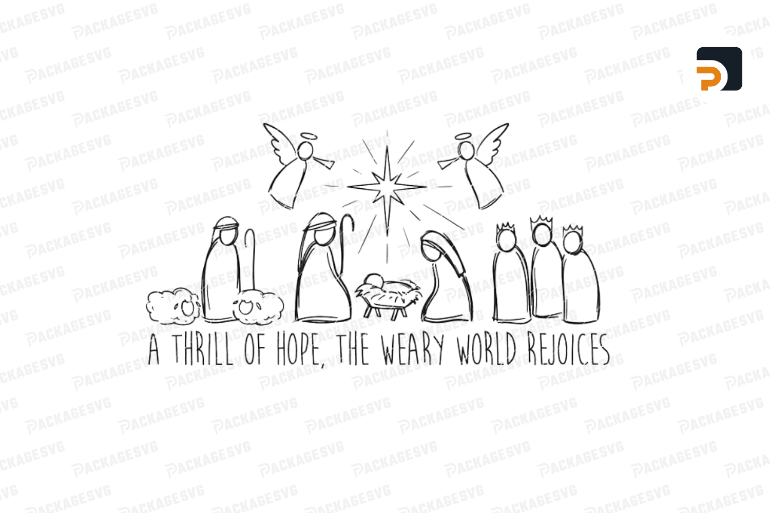 A thrill of hope, the weary world rejoices, Nativity Scene SVG