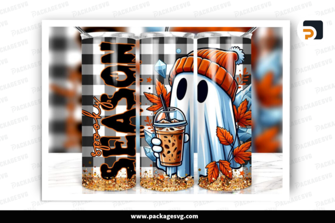 Spooky Halloween Ghosts 20 oz Skinny Tumbler Sublimation Design