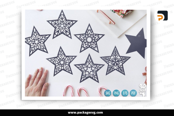 SET of 13 Stars SVG , Christmas tree ornaments SVG