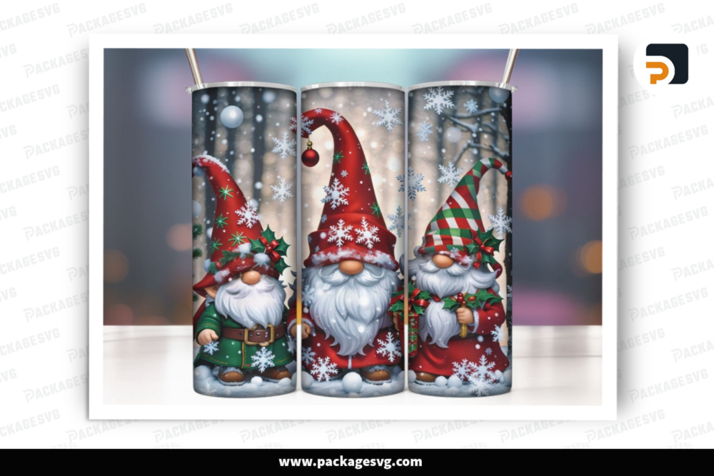 Christmas Gnomes, 20oz Skinny Tumbler Wrap