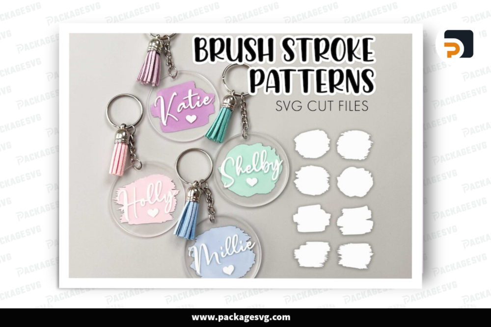 Bundle of Paint Brush Stroke Keychain SVG