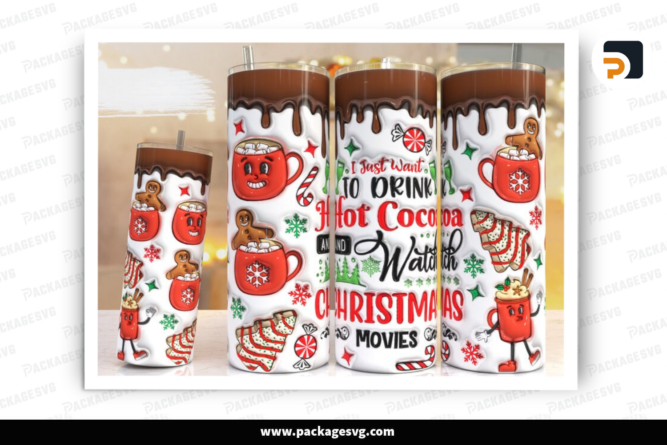 3D Puff Christmas cake 20oz Tumbler Sublimation