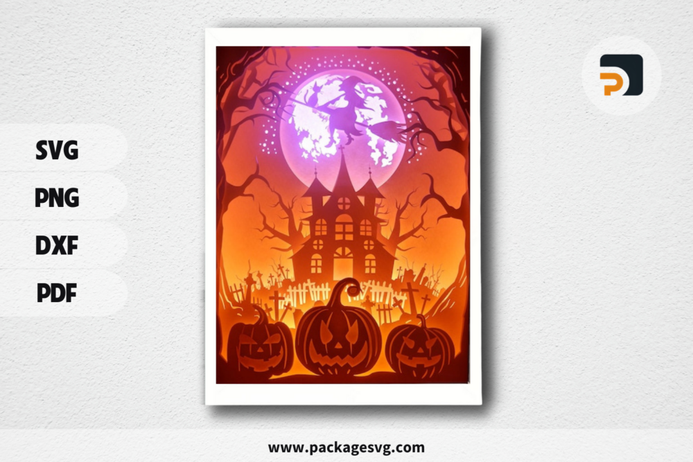 Halloween 3A Paper Cut Light Box Template,