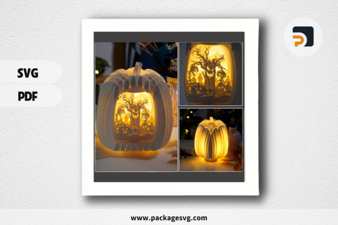 Tree Ghost In Tall Pumpkin Pop Up SVG