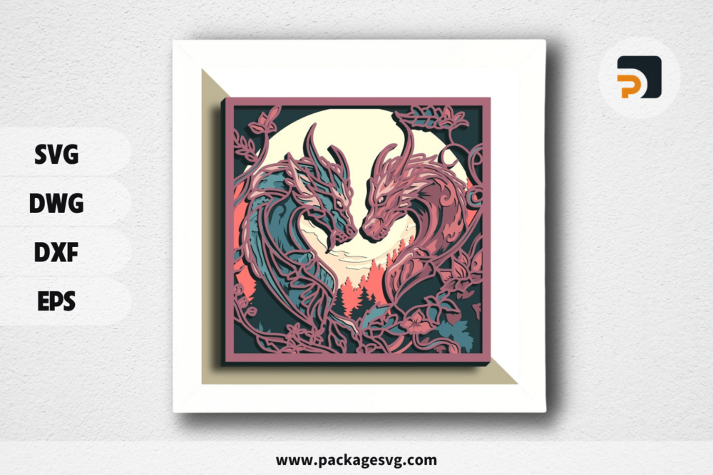 Dragon multilayer SVG, 3D mandala plywood