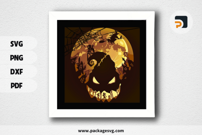 Halloween Light Box Svg, 3D Paper Cut, Template