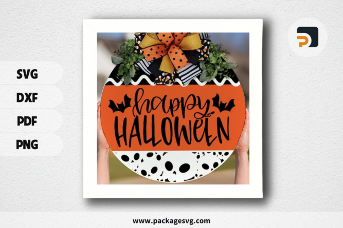 Happy Halloween SVG, Halloween Door Hanger SVG