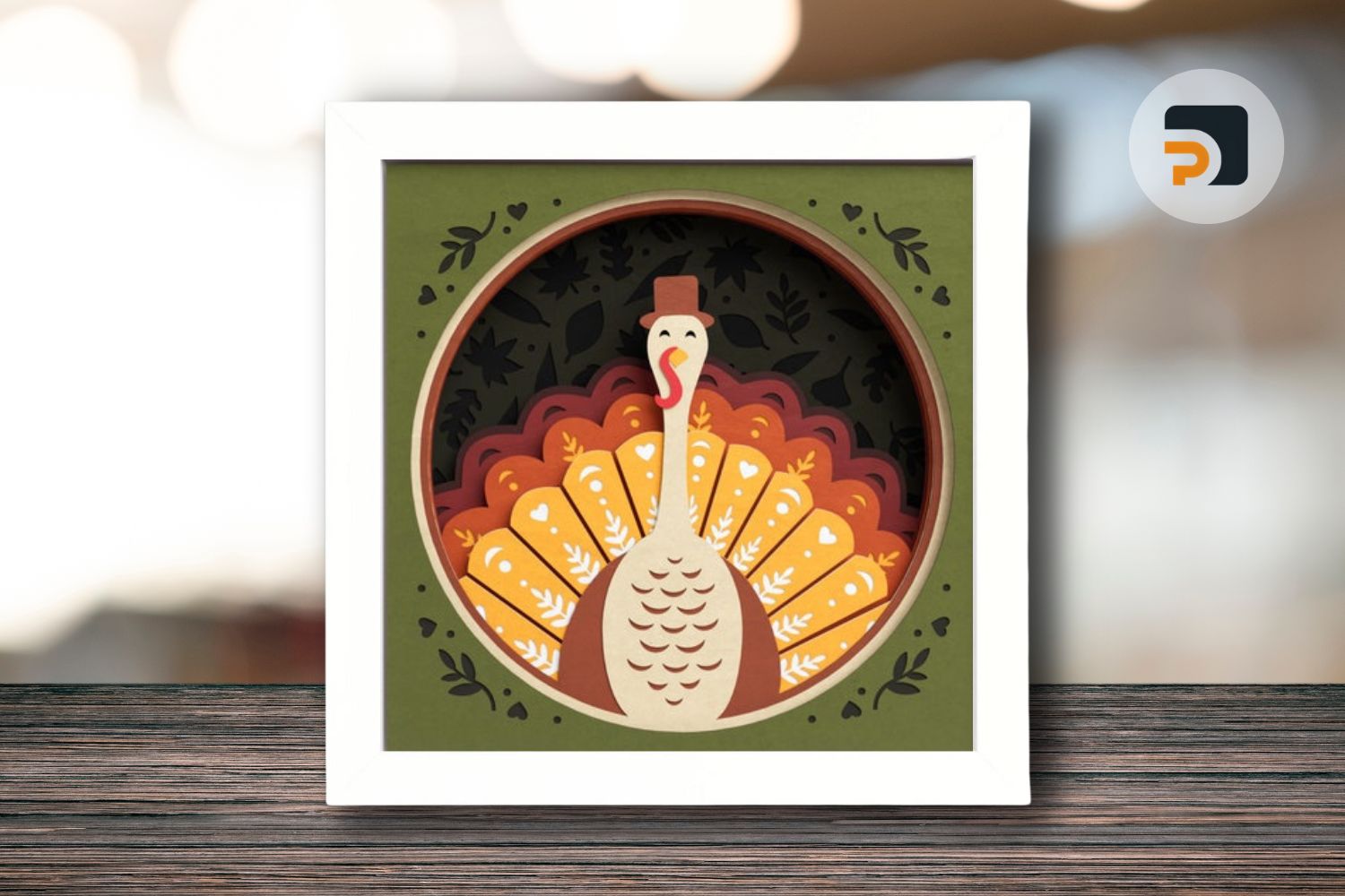 3D Thanksgiving Turkey Shadow Box, 3D Mandala