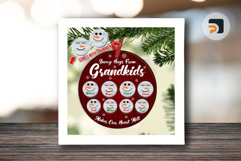 Snowman Add Names Great Grandparents , Christmas Ornament Sublimation