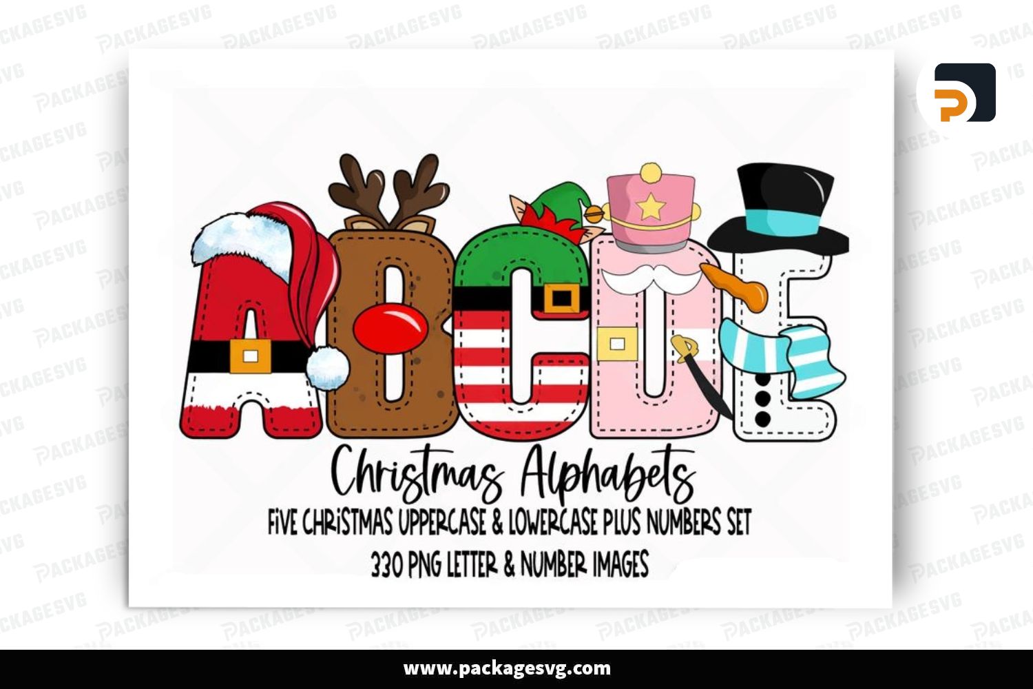 Christmas Alphabet & Numbers PNG, Christmas Doodle Letters, Christmas Sublimation