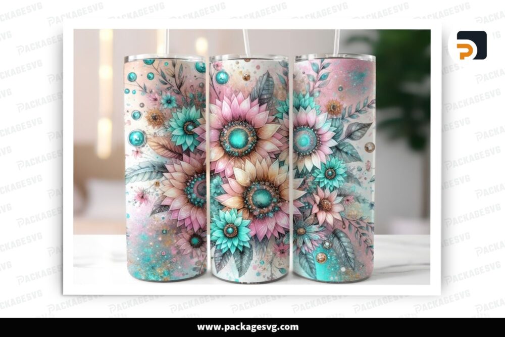 Boho Flowers Tumbler Wrap 20 oz Skinny Tumbler