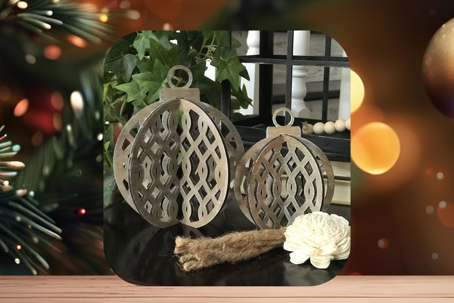 3D Ornament Shelf Sitter, Trellis Design, Christmas Décor