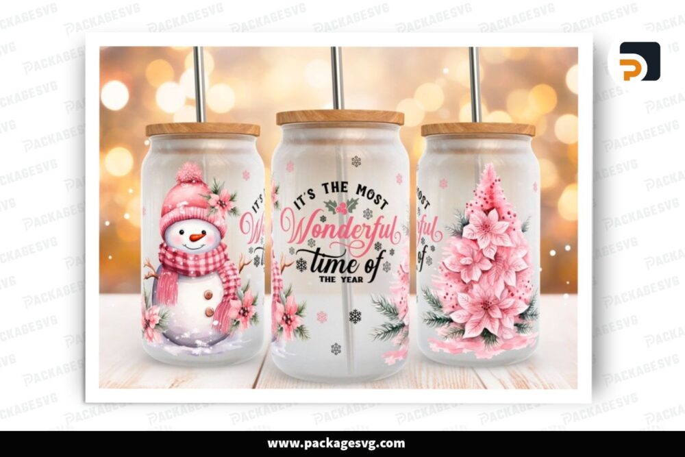 It's the most wonderful time of the year ,16oz glass can sublimation design