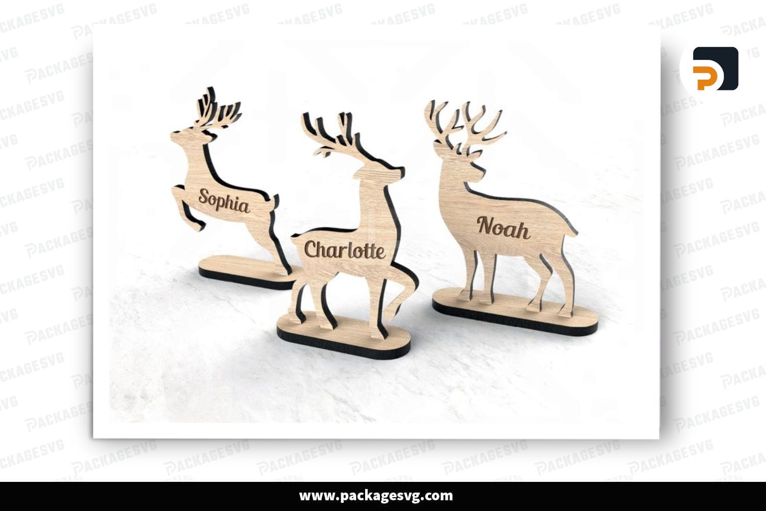 Christmas Standing Reindeer Personalized with trees, New Year Decorations