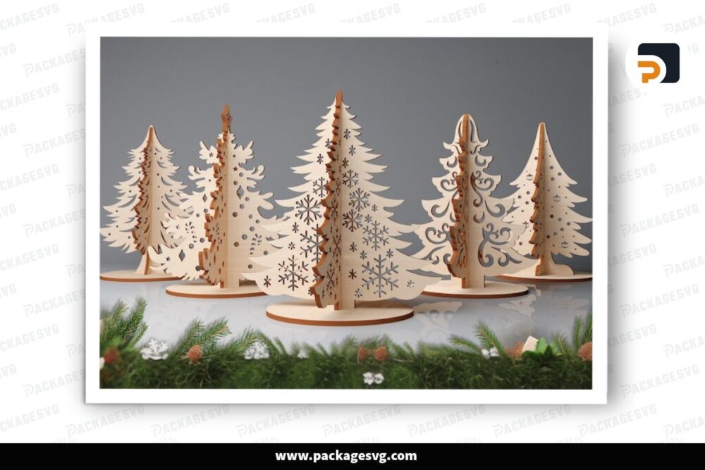 10 Standing Tree Laser Cut, Christmas tree decor SVG