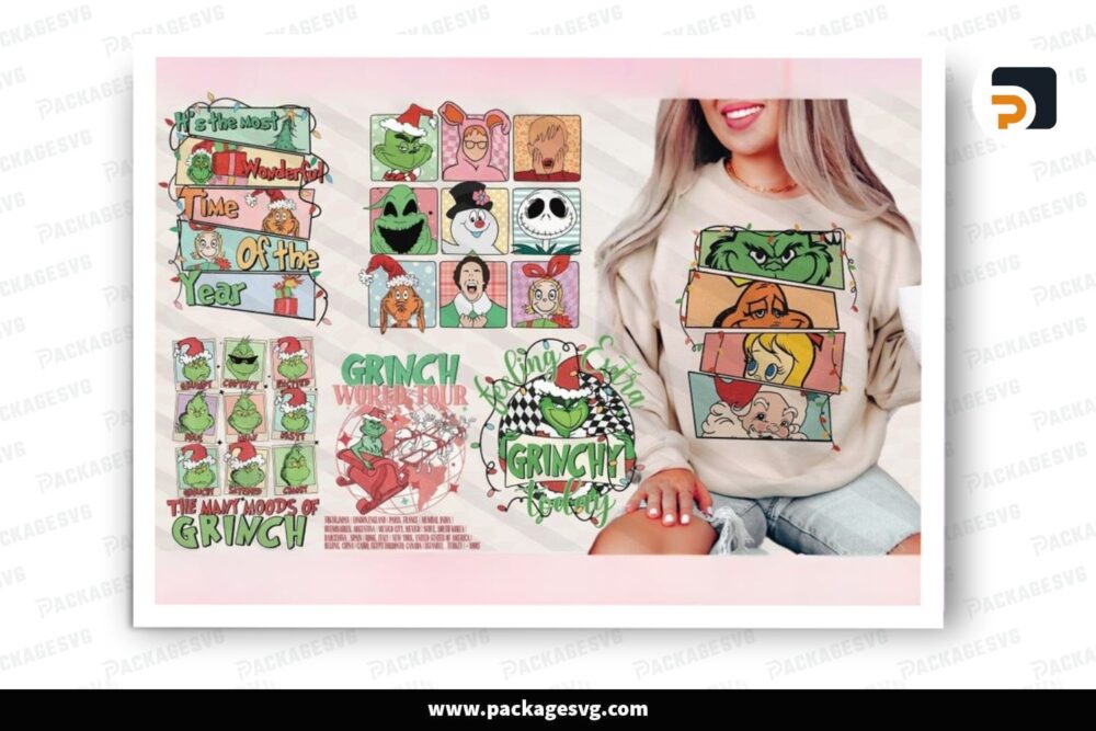 Retro Christmas Png Bundle, Merry Christmas Png