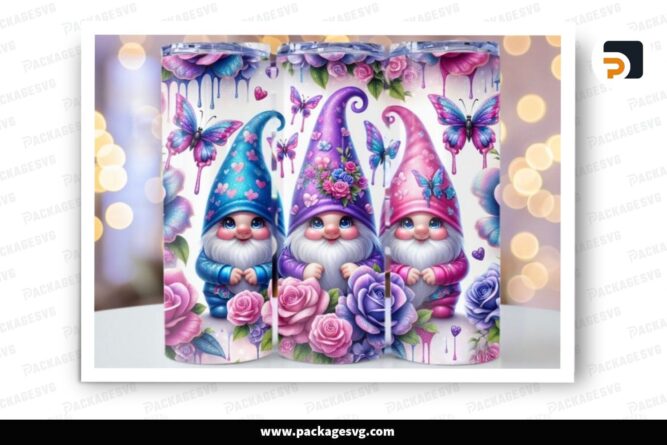 Gnome tumbler wrap, Merry Christmas Png