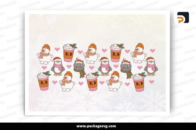 Christmas 16oz Libbey Glass Can SVG, Christmas Glass Wrap SVG