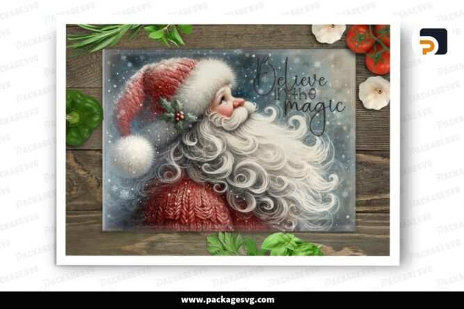 Believe in the Magic, Santa Claus Cutting Board PNG