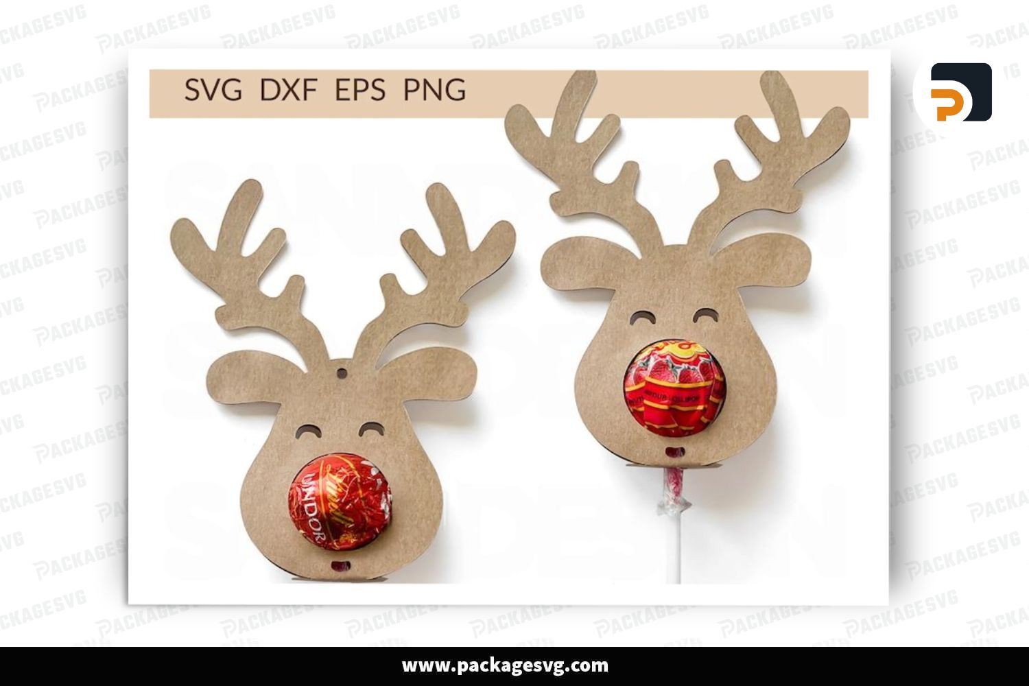 Reindeer Chocolate Lollipop Holder, Christmas Chocolate Holder svg