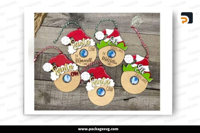 Santa Cam - Elf Surveillance Ornament SVG, Santa Elf Christmas Ornaments