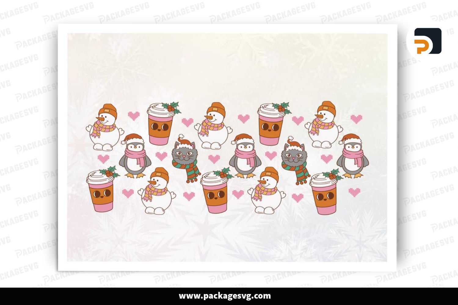 Christmas 16oz Libbey Glass Can SVG, Christmas Glass Wrap SVG