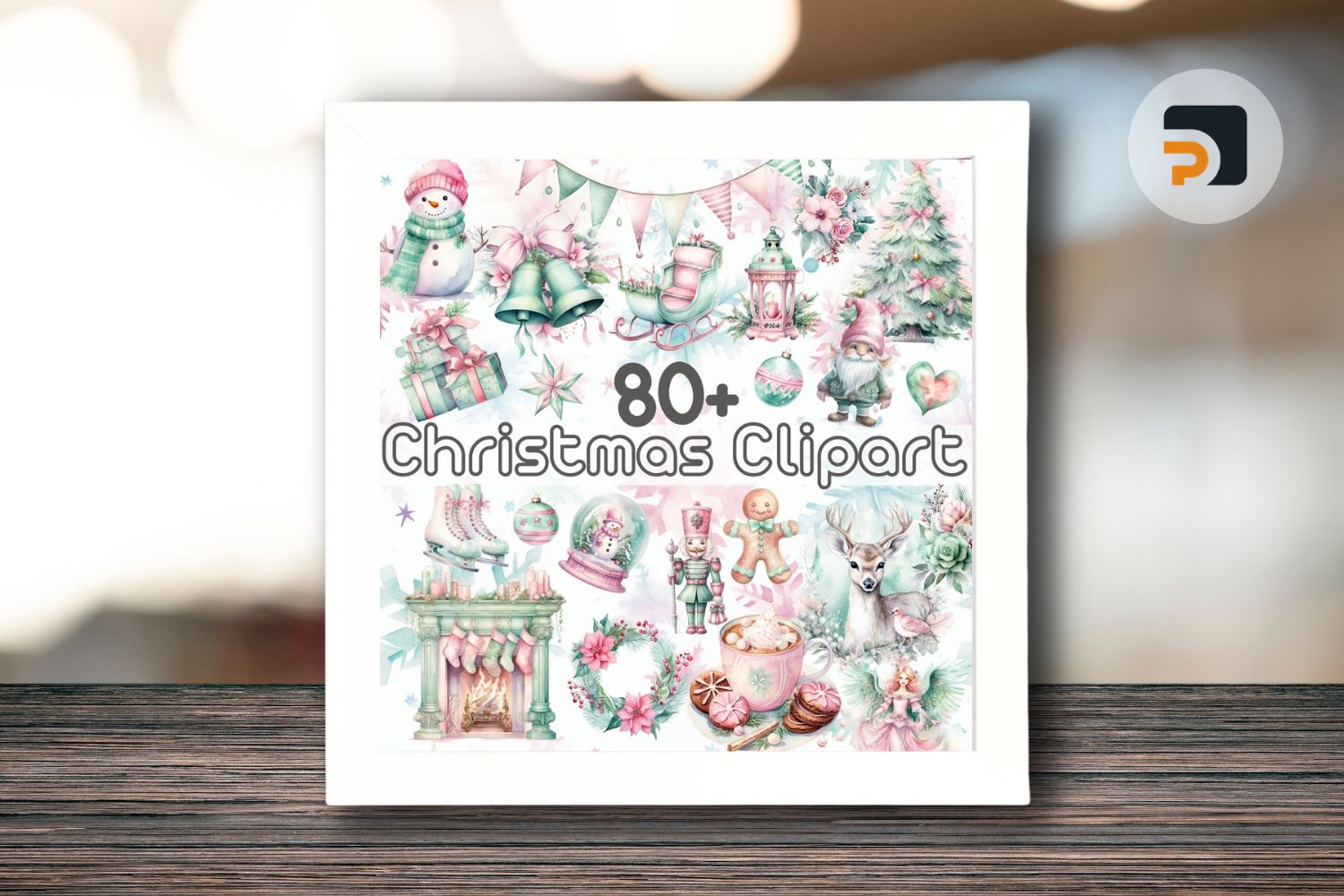 Cute 80+ Christmas Clipart , Bundle pink mint Clipart PNG