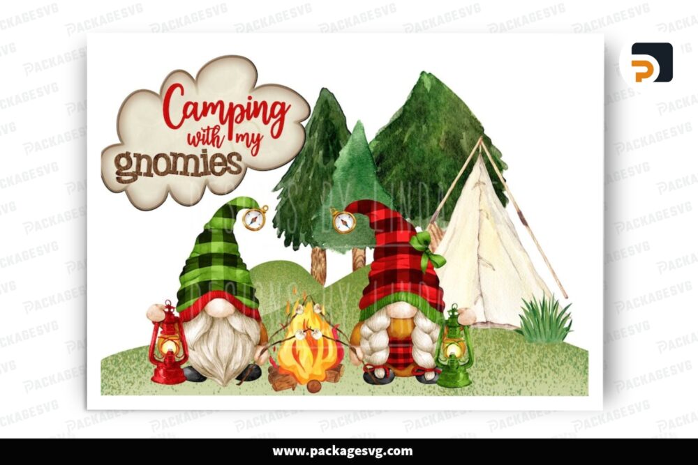 Camping Gnome PNG, Summer Gnome Clipart