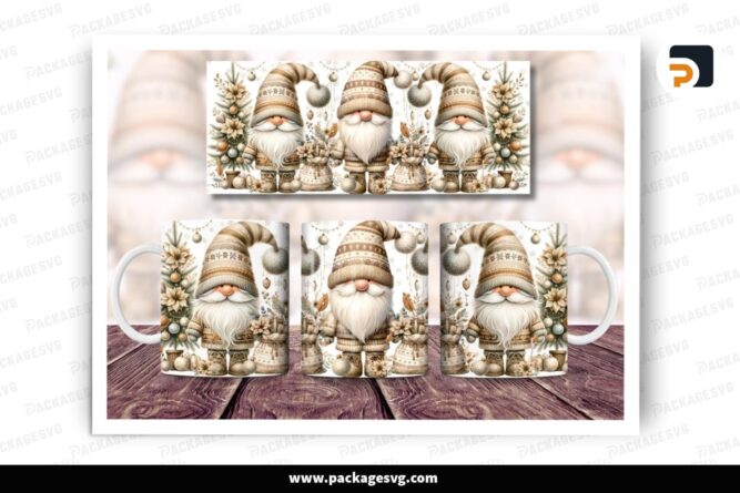 Christmas Gnomes Cute Mug Wrap, 11oz and 15oz Coquette Mug Sublimation Design