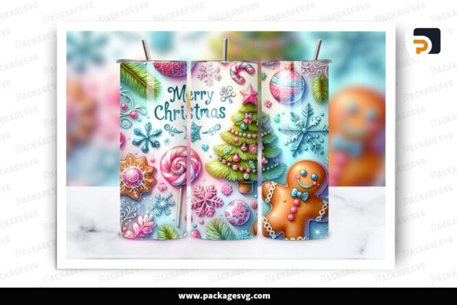 Merry Christmas Tumbler Wrap Xmas Holiday, Sublimation Design PNG