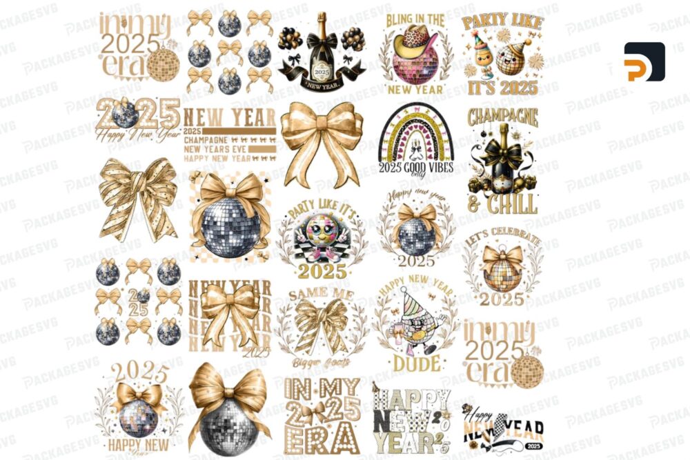 New Year 2025 PNG Bundle, New Year PNG