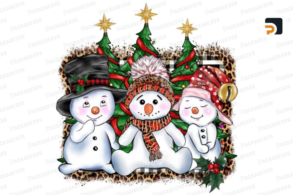 Christmas Snowman PNG Sublimation Design, Christmas Trees