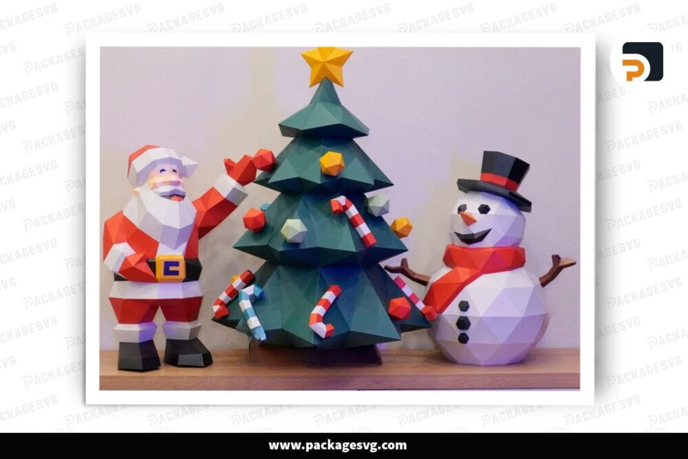 Bundle Christmas Decoration 3D for Creating Big Christmas Tree, Santa Claus, Snowman