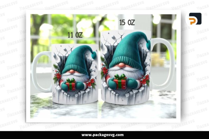 3D Christmas Mug Design PNG, 11oz Mug Wrap And 15oz Mug PNG