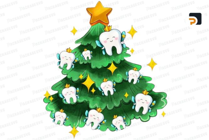 Christmas Tree With Teeth PNG Sublimation Design, Tooth Fairy PNG