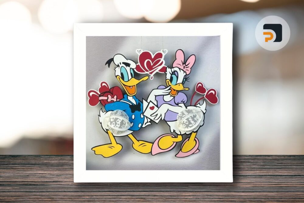 Duck Couple lantern svg, cricut files, cutting lamp 3D shadow box