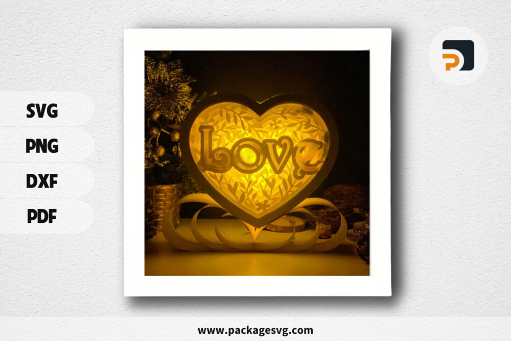 Love shadow box svg, cutting lamp 3D shadow box