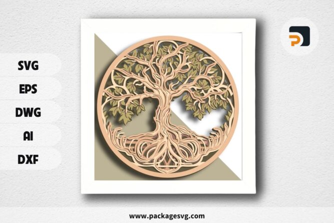 Tree of Life multilayer SVG, Tree of Life laser cut file, 3D mandala plywood