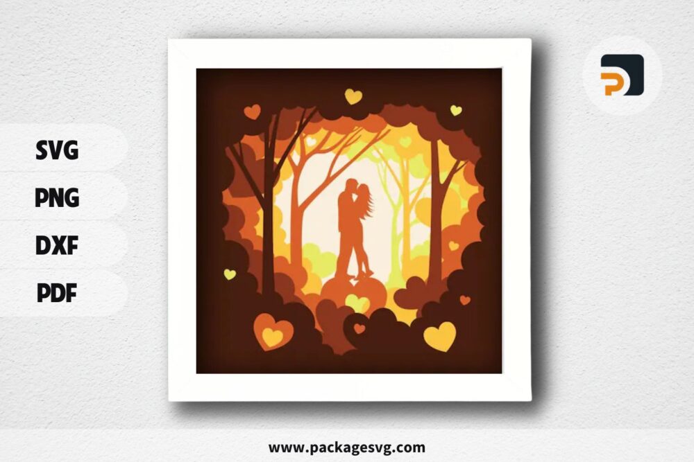 Valentines Day Photo Lightbox, 3D Paper Cut Shadow Box