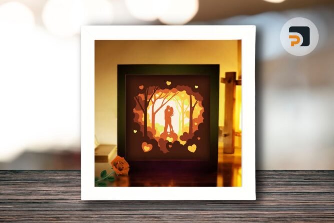 Valentines Day Photo Lightbox, 3D Paper Cut Shadow Box