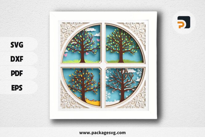 3D 4 Seasons Tree Shadow Box